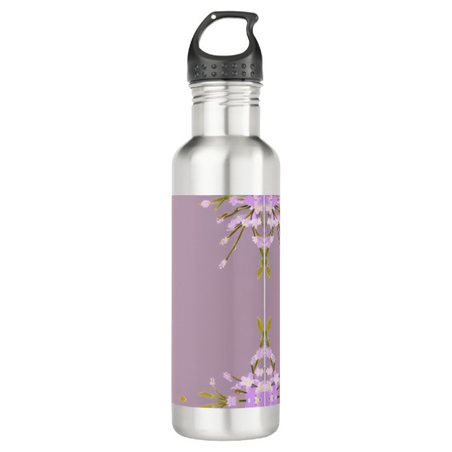 Blumen Vintage mauve Mel Mae Schmidt Stationery Edelstahlflasche (Vorderseite)