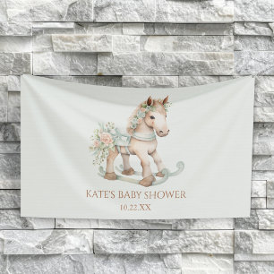 Blumen Vintage Spielzeug Schaukelpferd Babyparty Banner