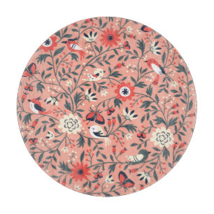 Blumen Vögel Handgezeichnet Vintage Schneidebrett