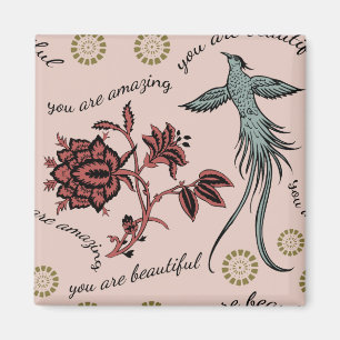 Blumen-Vogel-Inspirationsmuster Magnet