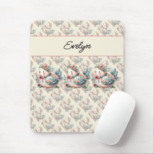 Blumen-Vogel mit pastellfarbenem Boho-Charme Mousepad