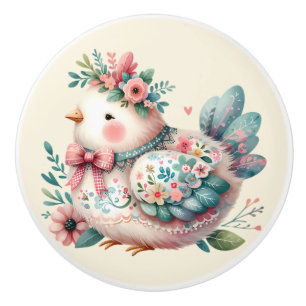 Blumen-Volk-Vogel mit pastellfarbenem Boho-Charme Keramikknauf
