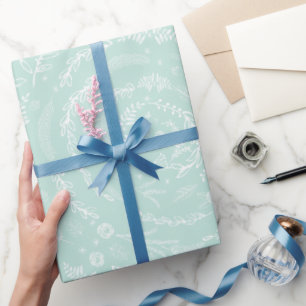 Blumen-Volks-Kunst-Fauna- und Farn-Rot-Weihnachtsm Geschenkpapier