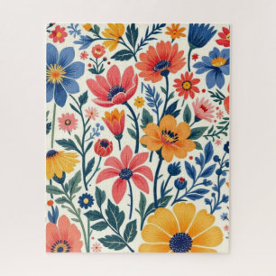 Blumen-Volks-Kunst-Puzzle