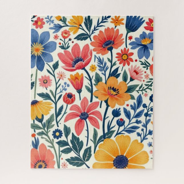 Blumen-Volks-Kunst-Puzzle (Vertikal)