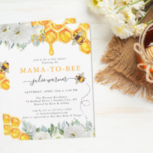 Blumen-Waben-Hummel-Baby-Shower-Einladung