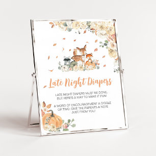 Blumen-Waldtiere Late Night Windeln Schild