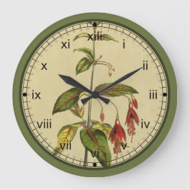 Blumen-Wand-Uhr Curtis botanische rote in 3 Arten Große Wanduhr