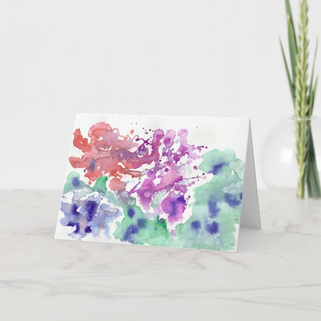 Blumen-Wasserfarbe-Gruß-Karte Karte (Vorderseite)