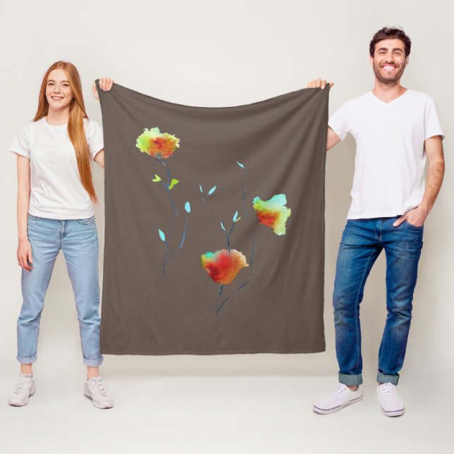 Blumen Wasserfarbe Herbst Blume Fleecedecke (Beispiel)