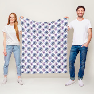 Blumen-Wasserfarbmuster Lavendel und Blau Fleecedecke