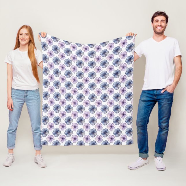 Blumen-Wasserfarbmuster Lavendel und Blau Fleecedecke (Beispiel)