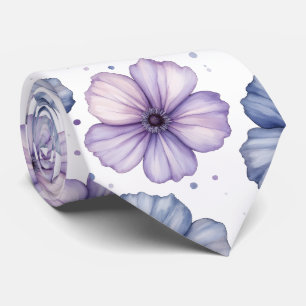 Blumen-Wasserfarbmuster Lavendel und Blau Krawatte