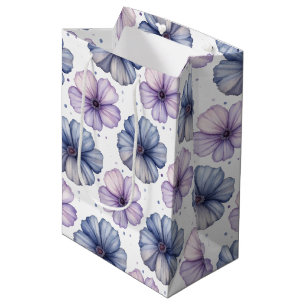 Blumen-Wasserfarbmuster Lavendel und Blau Mittlere Geschenktüte