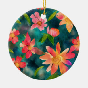 Blumen-Wasserfarbmuster-Ornament Keramik Ornament
