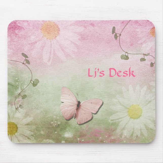 Blumen + Weiche Strudel-Reben + Schmetterling Mousepad (Vorne)