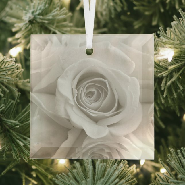 Blumen | Weiße Rosen Ornament Aus Glas (Insitu)