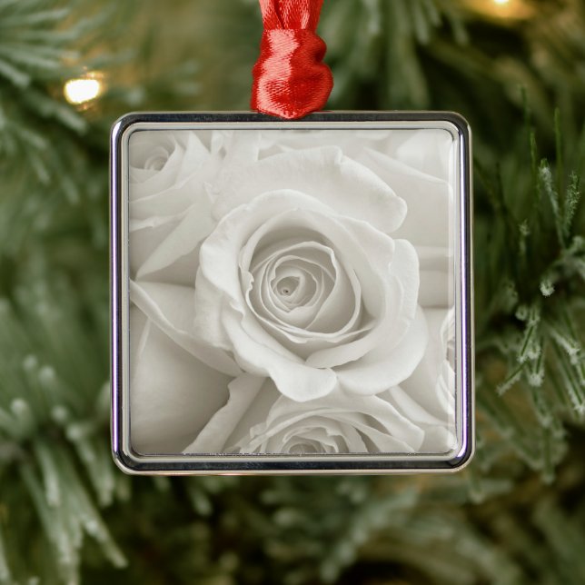 Blumen | Weiße Rosen Ornament Aus Metall (Baum)