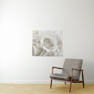 Blumen Weiße Rosen Wandteppich