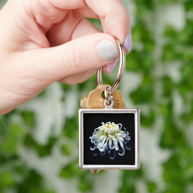 Blumen | Weißer Chrysanthemum Schlüsselanhänger (Hand)