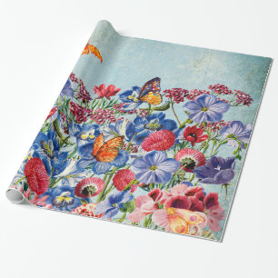 Blumen-Wiese - Vintager Mit Blumenwatercolor Geschenkpapier