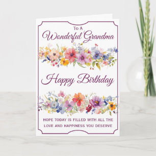 Blumen-Wildblumen-Oma-Geburtstag Karte