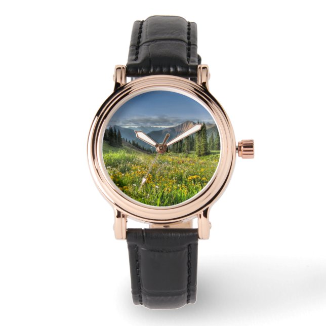 Blumen | Wildblumen Silverton Colorado Armbanduhr (Vorderseite)
