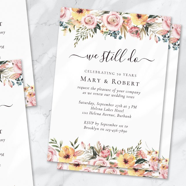 Blumen wir noch Vow Erneuerung 50. Hochzeit Einladung (Von Creator hochgeladen)