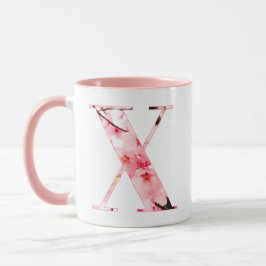 Blumen-X-Initial-Tasse | Personalisierter Name & E Tasse