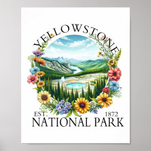 Blumen Yellowstone Nationalpark Wandern Camping Au Poster