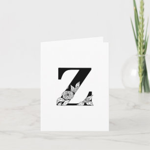 Blumen Z Monogramm auf weißer Notizkarte