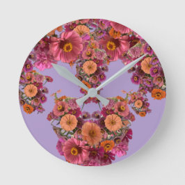 Blumen Zinnia Bouquet Maureen Girard Bunt Runde Wanduhr