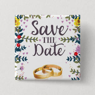 Blumen zum Datum speichern und Hochzeitsringe Button