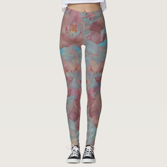 Blumenacrylc$malerei-Rose Rosa Leggings (Vorderseite)