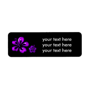 Blumenadressen-Labels für Schwarze und Lila Hibisk