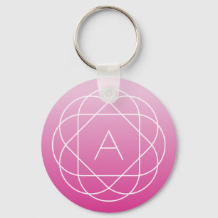Blumenähnliches geometrisches Monogramm Rosa sch Schlüsselanhänger