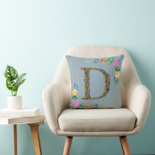 Blumenalphabet Buchstabe D Kissen