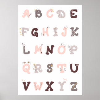 Blumenalphabet-Kinderzimmer-Druckbare Wandkunst-De Poster