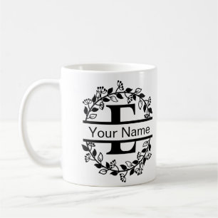 Blumenalphabet mit Namen als individuelles Monogra Kaffeetasse