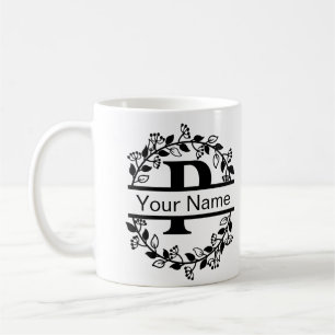 Blumenalphabet mit Namen als individuelles Monogra Kaffeetasse