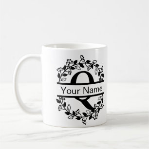Blumenalphabet mit Namen als individuelles Monogra Kaffeetasse
