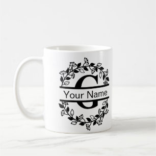 Blumenalphabet mit Namen als individuelles Monogra Kaffeetasse