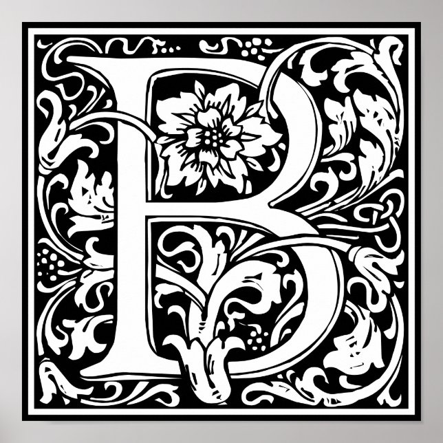 Blumenalphabet Monogramm Buchstabe B Poster (Vorne)