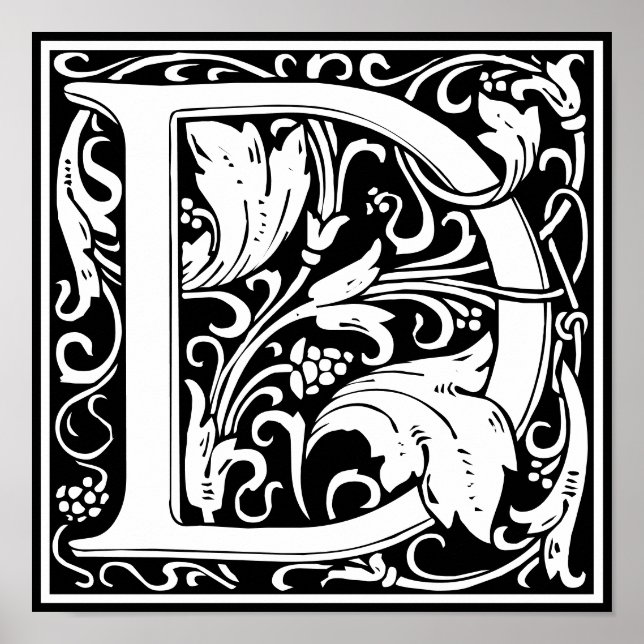 Blumenalphabet Monogramm Buchstabe D Poster (Vorne)