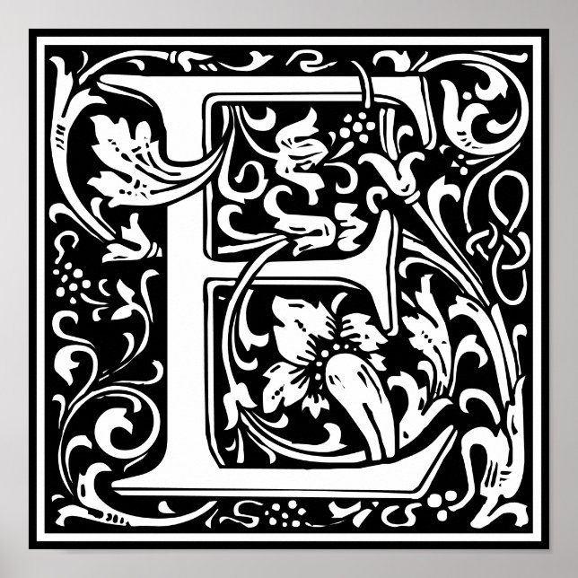 Blumenalphabet Monogramm Buchstabe E Poster (Vorne)