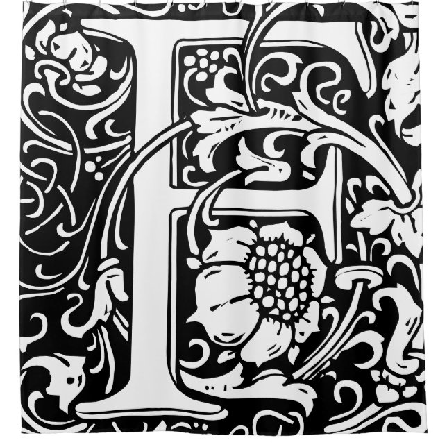 Blumenalphabet Monogramm Buchstabe F Duschvorhang (Vorderseite)