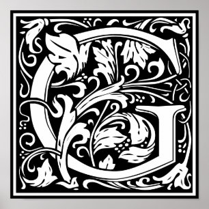 Blumenalphabet Monogramm Buchstabe G Poster