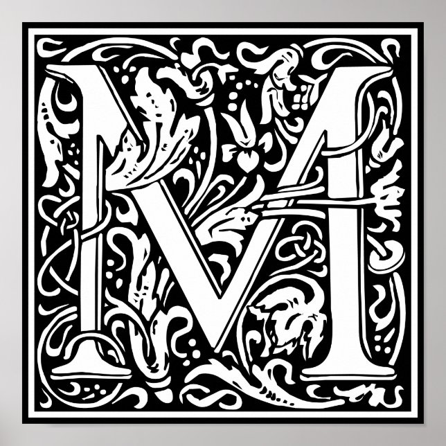 Blumenalphabet Monogramm Buchstabe M Poster (Vorne)