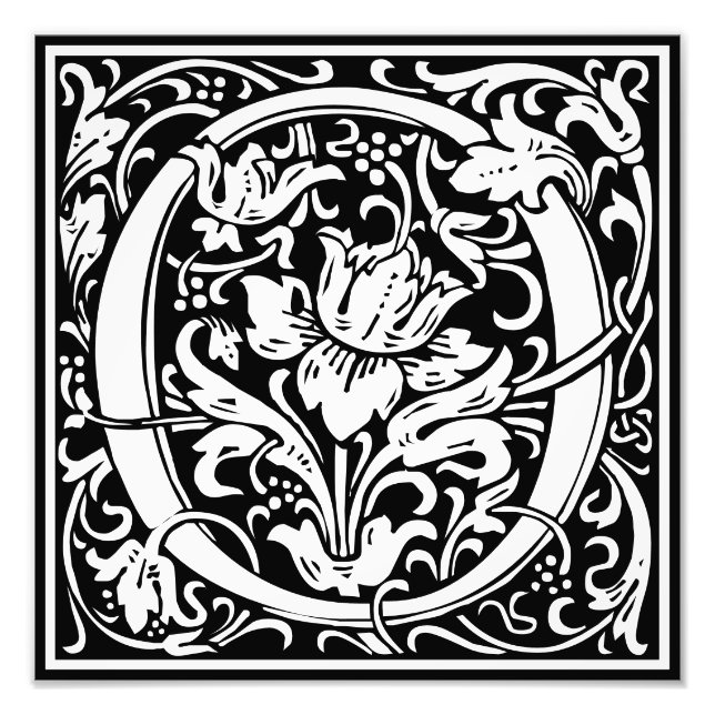 Blumenalphabet Monogramm Buchstabe O Fotodruck (Vorne)
