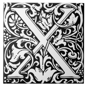 Blumenalphabet Monogramm Buchstabe X Fliese